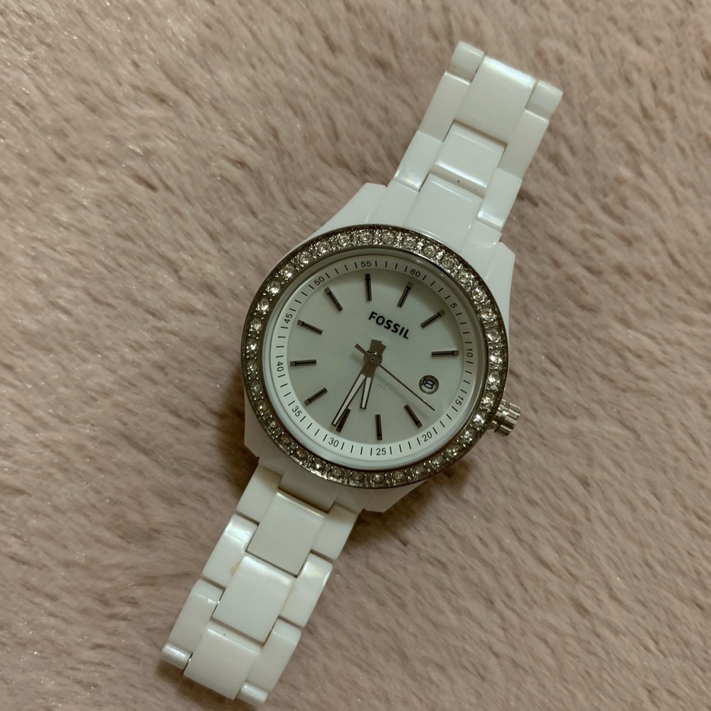 White and Silver Fossil Watch